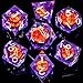 ARUOHHA DND Resin Dice Gazes Eye Dice Silver Purple Liquid Core Flaming RPG Sharp Edged Dice Set with Gift Box Polyhedral D and D Dice Set Compatible with Dungeons Dragons Role Playing Game D20 D6 - Image 4
