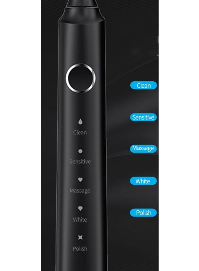 نيوترل فرشاة أسنان كهربائية صوتية محمولة بـ 5 سرعات و 6 رؤوس فرشاة فرشاة أسنان كهربائية ذات شعيرات ناعمة للاستخدام المنزلي، طراز للبالغين/فرشاة أسنان أساسية للمنزل (بيضاء) - Image 2