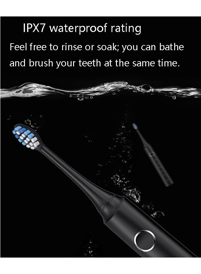 نيوترل فرشاة أسنان كهربائية صوتية محمولة بـ 5 سرعات و 6 رؤوس فرشاة فرشاة أسنان كهربائية ذات شعيرات ناعمة للاستخدام المنزلي، طراز للبالغين/فرشاة أسنان أساسية للمنزل (بيضاء) - Image 3