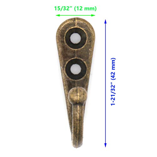 LXZ 8 PCs Antique Brass Wall Mounted Single Prong Hooks - Wall Hook - Hat Hangers Robe Hooks for Scarf, Bag, Towel, etc. - Image 4