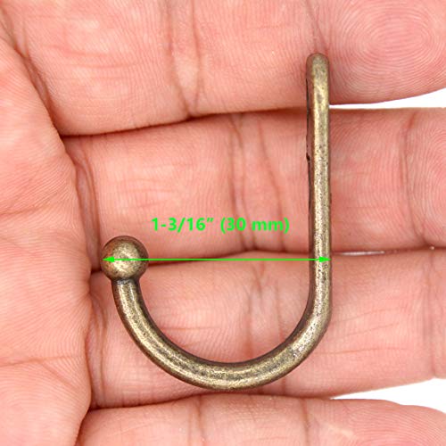 LXZ 8 PCs Antique Brass Wall Mounted Single Prong Hooks - Wall Hook - Hat Hangers Robe Hooks for Scarf, Bag, Towel, etc. - Image 5