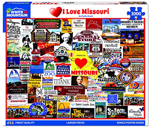 White Mountain 1000 Piece Jigsaw Puzzle ShowMe State Collage Puzzles with Large Pieces for Adults and Family 24x30 I Love Missouri - Image 5