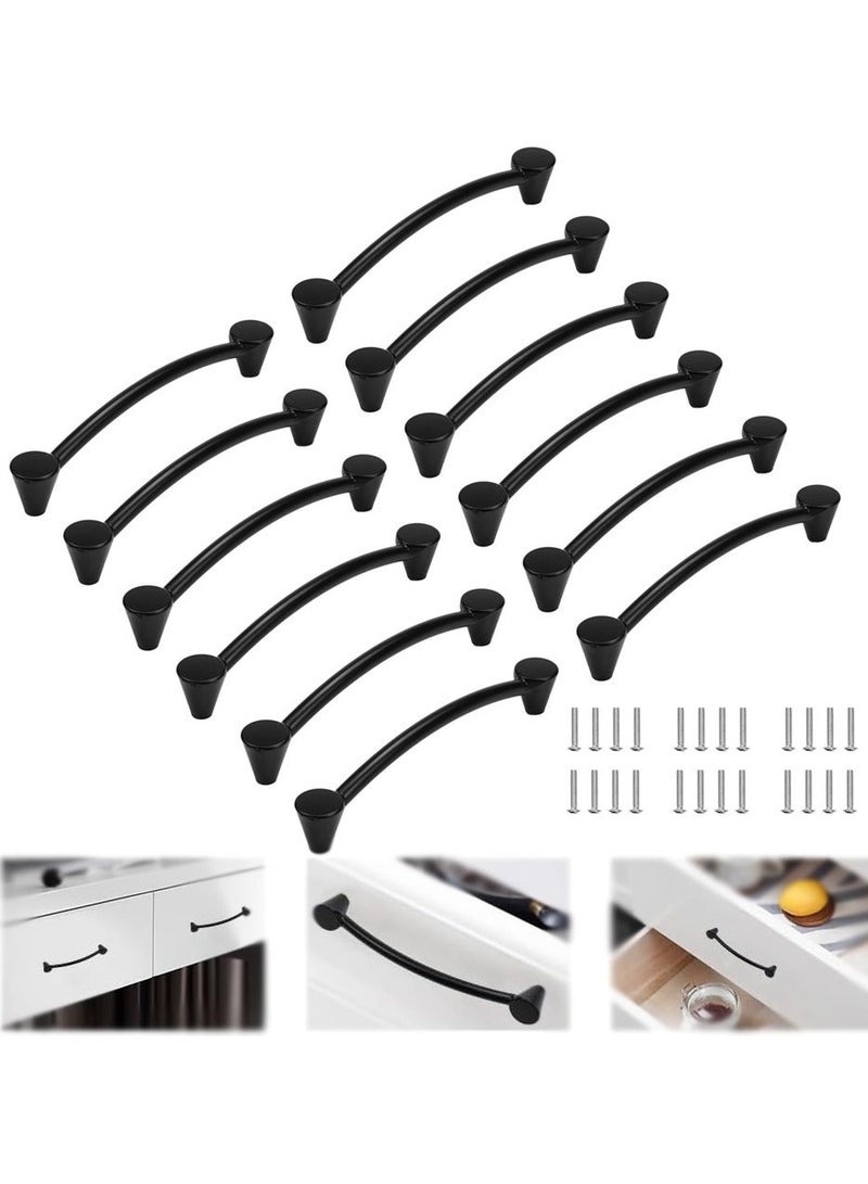 12 Pack Kitchen Door Handles 128mm Hole Centre Cupboard Door Handles Furniture Drawer Pulls Knobs Wardrobe D Handle Vintage Black Cabinet Handles for Bedroom Bathroom Dresser Screws Included - Image 1