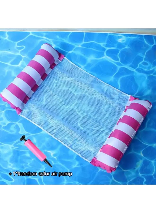 Rose Red Inflatable Water Hammock Set With Air Pump Pool Beach Lounge - Image 1