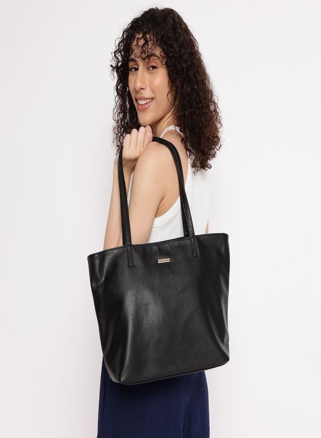 Fastrack Solid Tote Bag for Women with Dual Shoulder Straps | Fits Upto 14" Laptop | External Quick Access Pocket & Spacious Zipper Compartment - Image 2