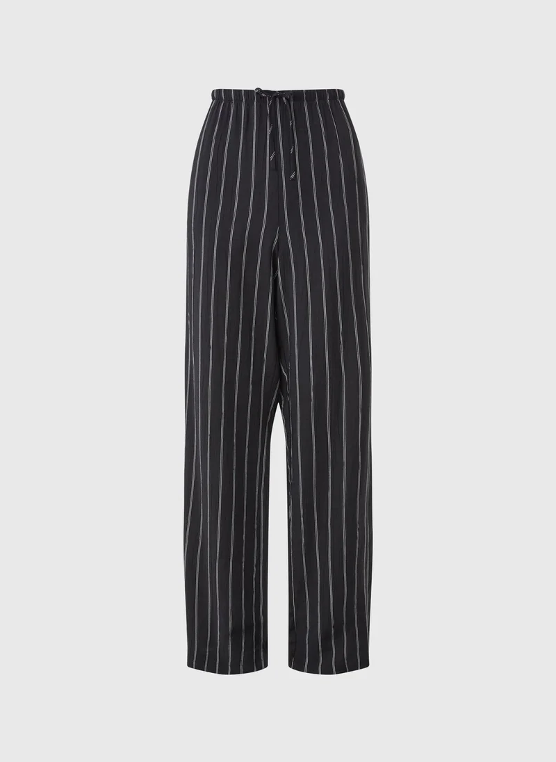 Matalan Women’s Black Striped Wide Leg Trousers