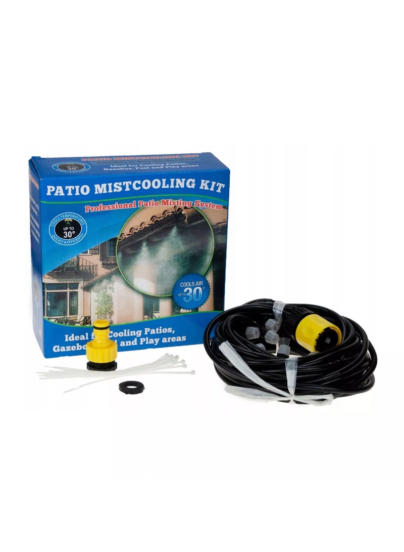 Outdoor misting cooling kit with professional spray system, hose assembly, tap connector, and mounting accessories for balconies, pergolas, gardens, patios, and pool areas (10 meters) - Image 1