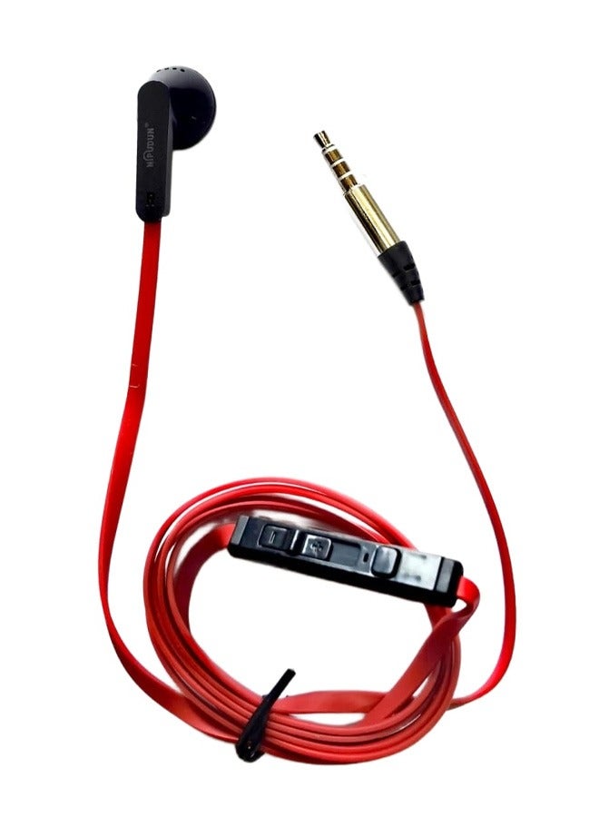 Taimi Wired earbuds microphone and volume control Comfortable comfort Balanced sound Tangle-resistant cable Red and black  - Image 1