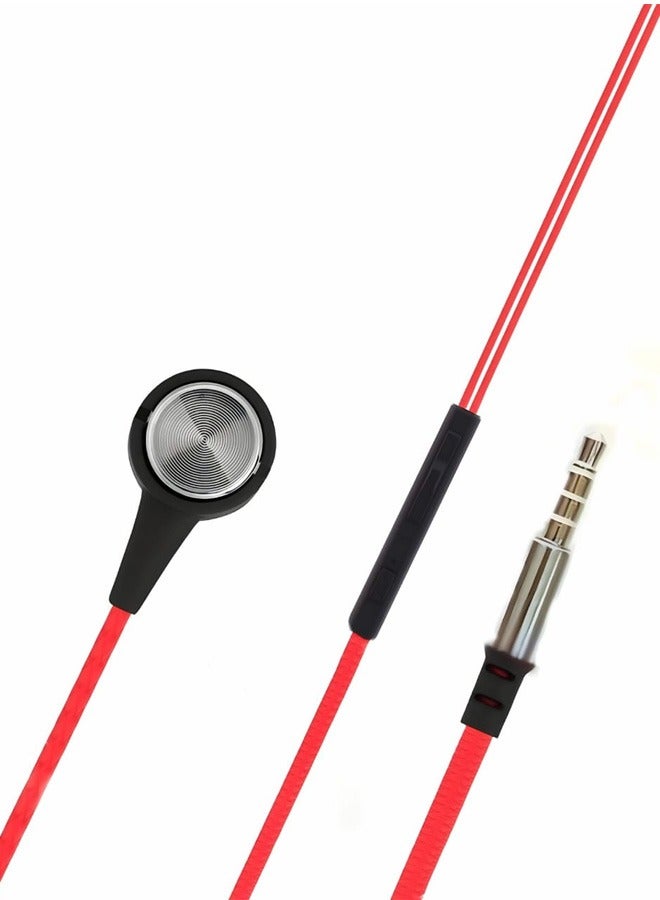 Taimi Wired earbuds microphone and volume control Comfortable comfort Balanced sound Tangle-resistant cable Red and black  - Image 2