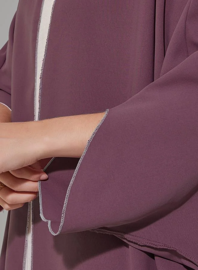 Take Two Contrast Stitching Trims Batwing Sleeve Detail Kimono
