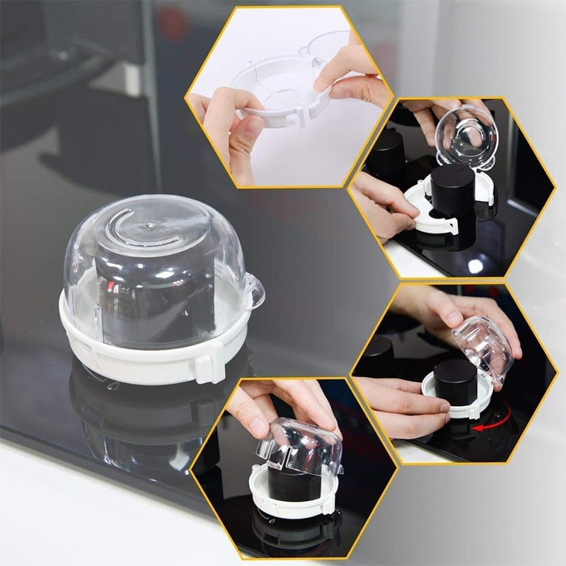 Different assemble options Milisten 4pcs Gas Stove Knob Covers Safety Guard Plastic Kitchen Stove Knob Protector for Home Cooking Safety Proofing Multi-use upgraded craftsmanship - Image 5