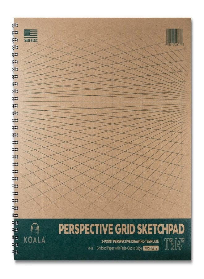 Koala Tools - 40-Sheet Sketch Pad for 2-Point Perspective Drawing, Spiral Bound Gridded Graph Paper for Interior Room Design, Industrial, Architectural and 3D Design, 11 x 14 inches - Image 1