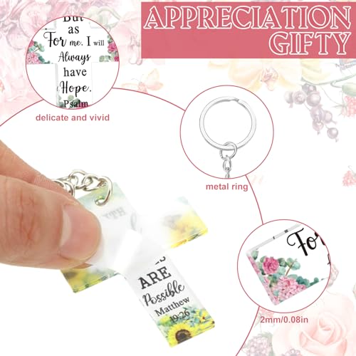 Remuuly 50 Pcs Christian Party Favor Mini Bible Verse Keychain Gifts Religious Scripture Keychain Gifts for Women Mom Mother's Day (Cross) - Image 3