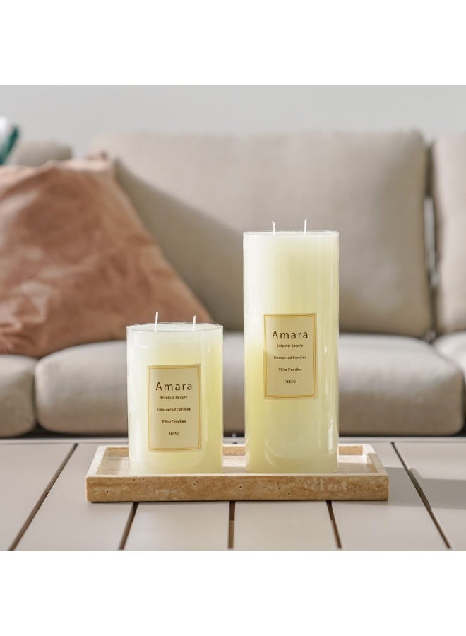 Danube Home Amara Key Single Pillar Candle (10X15Cm)| Home Fragrance Decor Quality Wax Candle For Living Room Accent Timeless Beige Candle For Your Home Interiors Decorative Home Accessories - Image 4