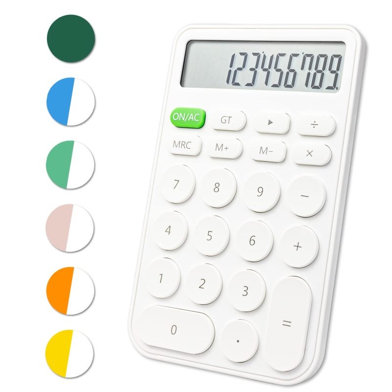 Standard Calculator 5.5 x 3.4 Inch Portable Size Candy Color Big Display - Durable Silicone Keys Large 12-Digit LCD Screen for Home School Office - Image 1