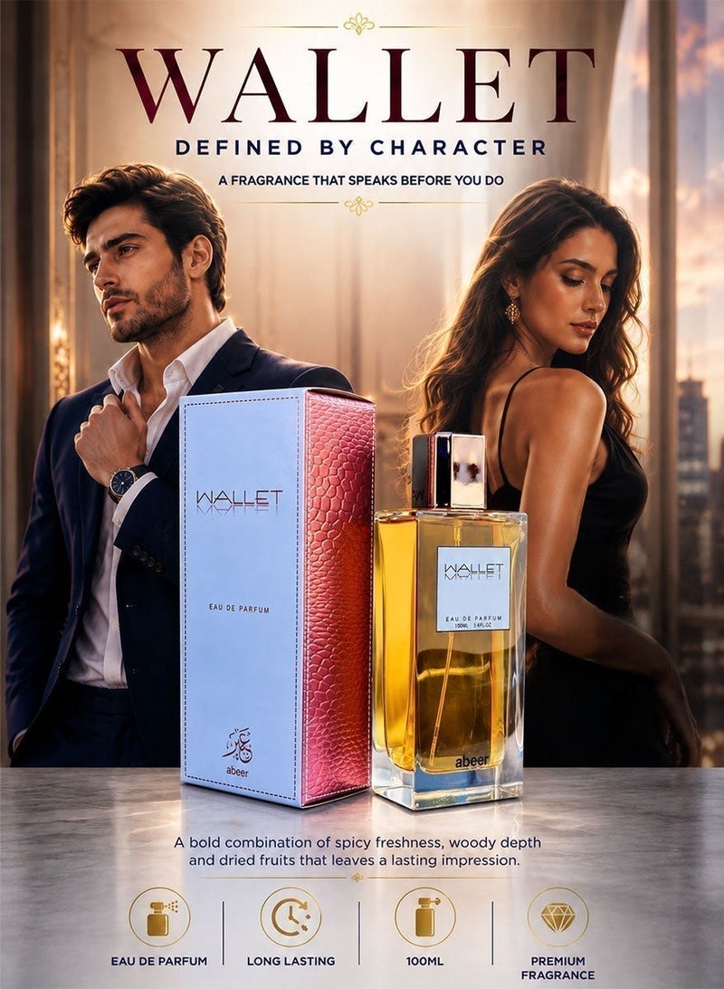 Abeer Wallet Eau De Parfum EDP 100ML Unisex Perfume – Spicy, Woody & Dried Fruits Fragrance - Image 1