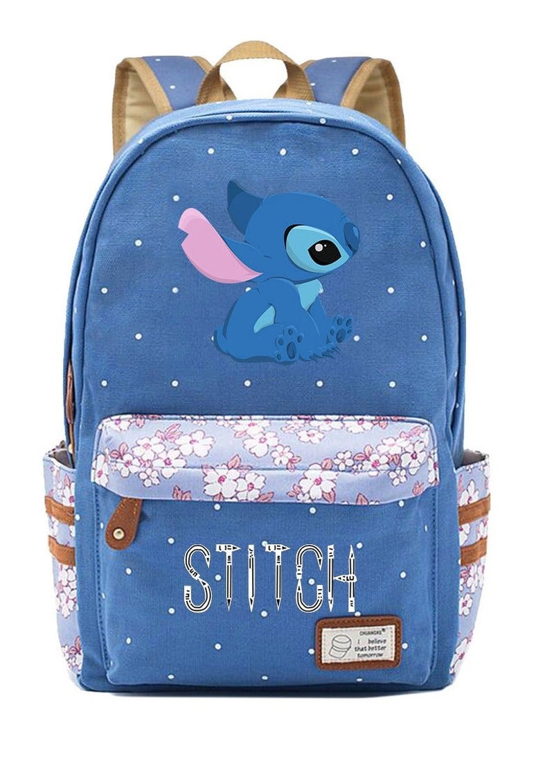 Stitch Printed Youth Casual Woven Strap Backpack