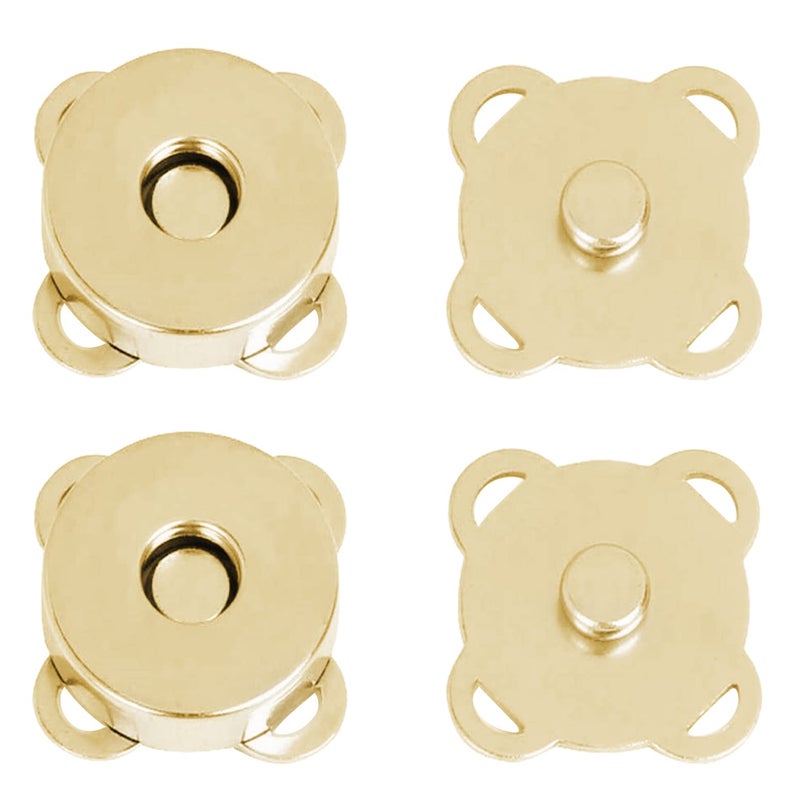 CooBigo 12 Sets Magnetic Snaps Buttons Sew in Magnetic Plum Bag Clasps Button Snaps for Purses Handbag Clothes Scrapbooking Closure Fastener Sewing Craft DIY 15mm Gold 