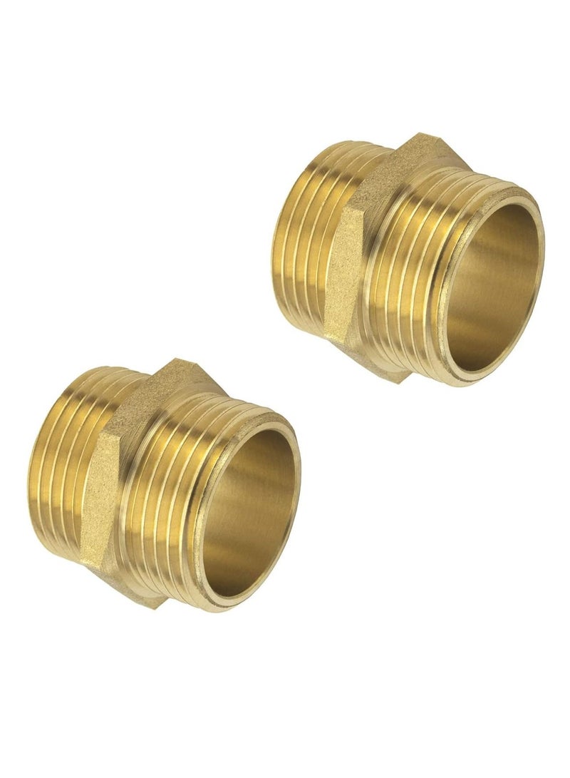 Fengshuang Brass Pipe Fittings BS Standard Pipe Fittings 1" Male-1" Male Threaded Brass Hex Male Threaded Fittings Suitable for Industrial and Home Use, 2 Pack - Image 1