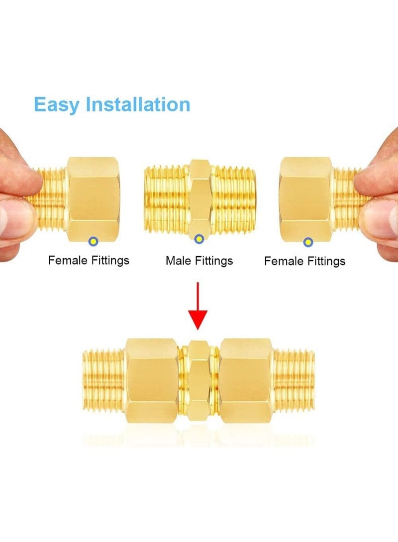 Fengshuang Brass Pipe Fittings BS Standard Pipe Fittings 1" Male-1" Male Threaded Brass Hex Male Threaded Fittings Suitable for Industrial and Home Use, 2 Pack - Image 2