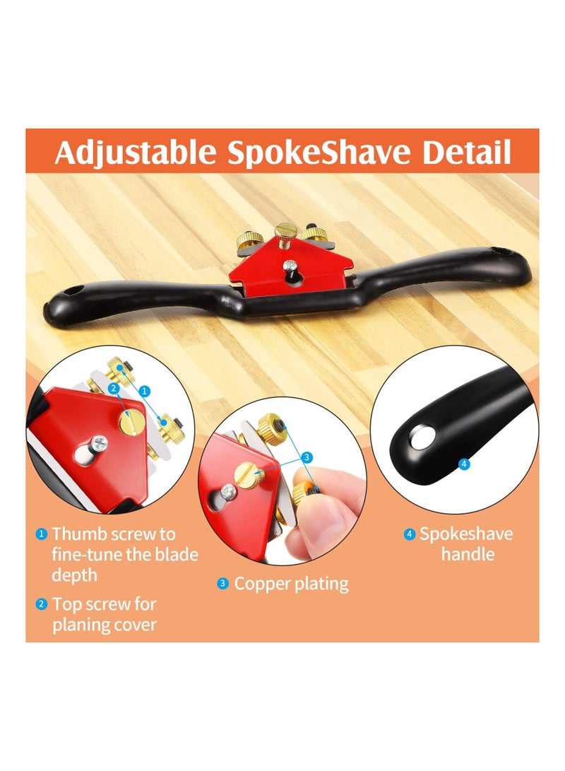 Adjustable Woodworking Spokeshave Set, SYOSI 1 Piece with Flat Base and 4 Pieces Metal Blade, Wood Working Hand Tool Nice for Craft, Carver (9 Inch)