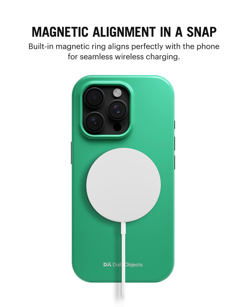 DailyObjects Polycarbonate Enamel Bumper Magsafe Case For iPhone 14 Pro Compatible With Mag-Safe Wireless Charging | Mint Hybrid Magnetic Back Cover - Image 2