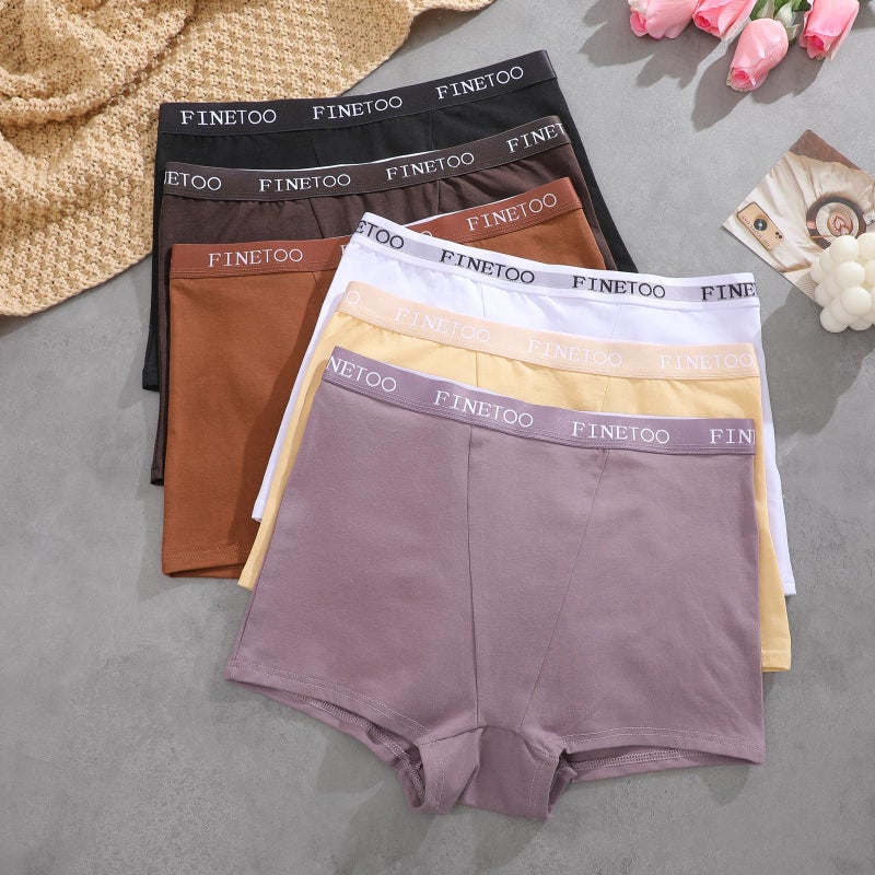 FINETOO Womens Cotton Boy Shorts Underwear Full Coverage Soft Boxer Briefs High Waisted Panties for Lady Girls 6 Pack(M) - Image 3