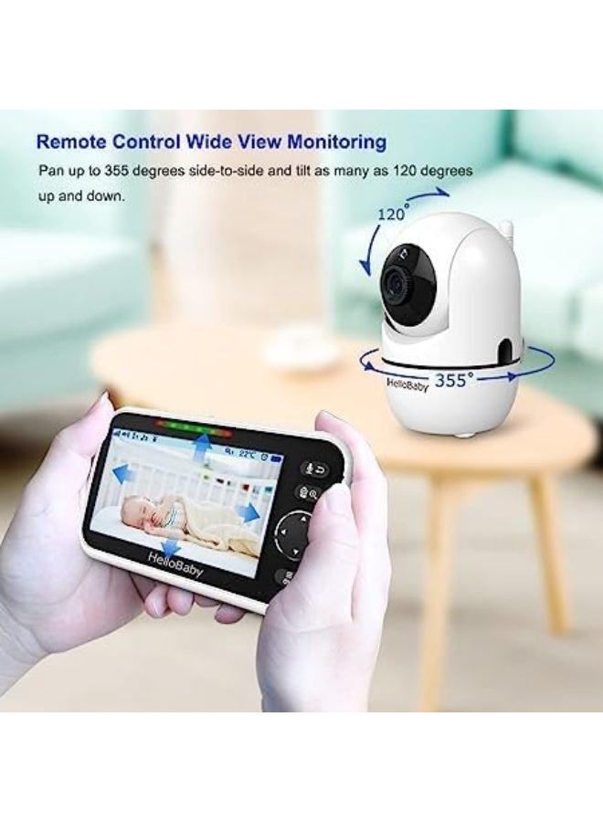 هالو بيبي HelloBaby Upgrade 5â€™â€™ Baby Monitor with 30-Hour Battery, 2 Cameras Pan-Tilt-Zoom - Image 4