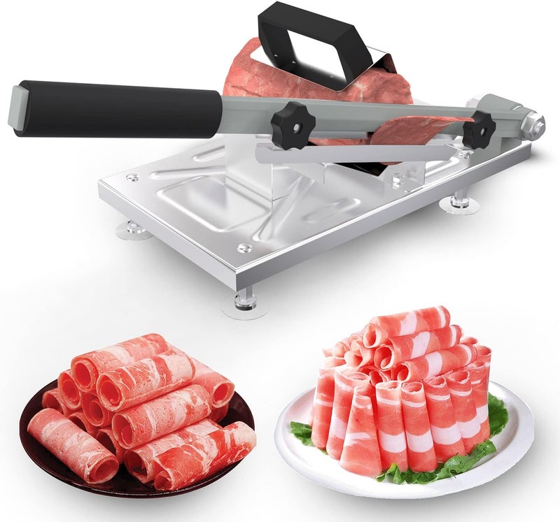 Koconic Stainless Steel Food Slicer,Manual Frozen Meat Slicer Beef and Mutton Roll Meat Cleavers Machine for Home Cooking of BBQ Hot Pot - Image 1