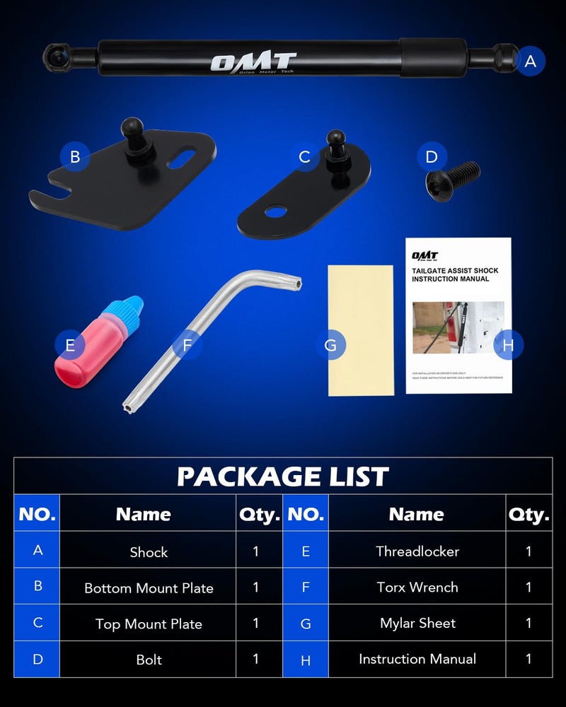 Orion Motor Tech ملحقات مساعدة باب الشاحنة متوافقة مع فورد F150 من 15-23 من أوريون موتور تك، مساعد رفع باب الشاحنة، صدمة باب الشاحنة متوافقة مع فورد F150 2015 2016 2017 2018 2019 2020 2021 2022 2023 - Image 5