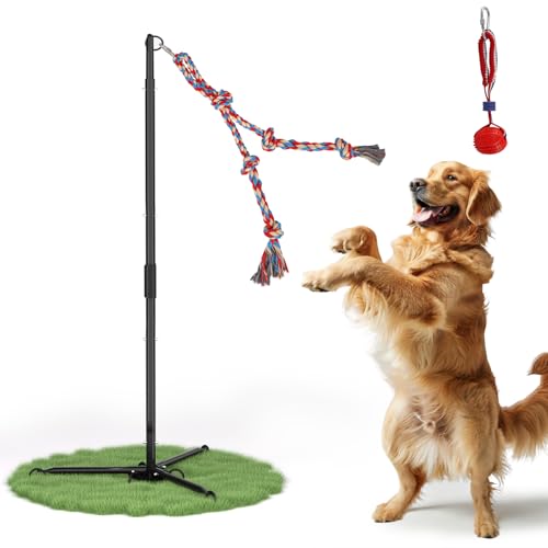 Olpchee Outdoor Tug of War Dog Toy, Tether Interactive Dog Tug Toy Backyard Heavy-Duty Dog Solo Play Exercise Toy for Small Medium Dogs (Upgraded) - Image 1