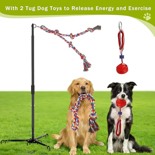 Olpchee Outdoor Tug of War Dog Toy, Tether Interactive Dog Tug Toy Backyard Heavy-Duty Dog Solo Play Exercise Toy for Small Medium Dogs (Upgraded) - Image 2