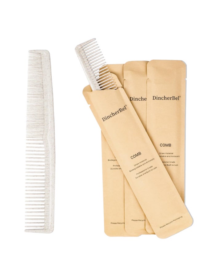 DincherBel Hair Combs Bulk Disposable Wheat Straw Combs Individually Wrapped Combs for Hotel Travel Airbnb Charity Church Homeless Pack of 100 - Image 2