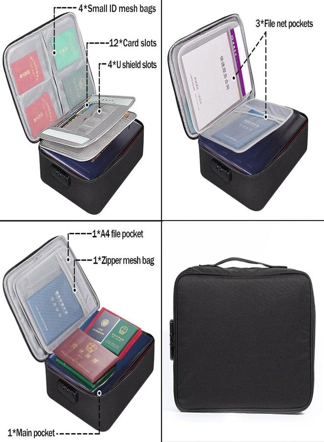 OffyBird Document Storage Bag with Lock - Waterproof Multilayer File Organizer for Certificates, Home Office, and Travel Safe Document Pouch, Business File Storage Bag (Black) - Image 2