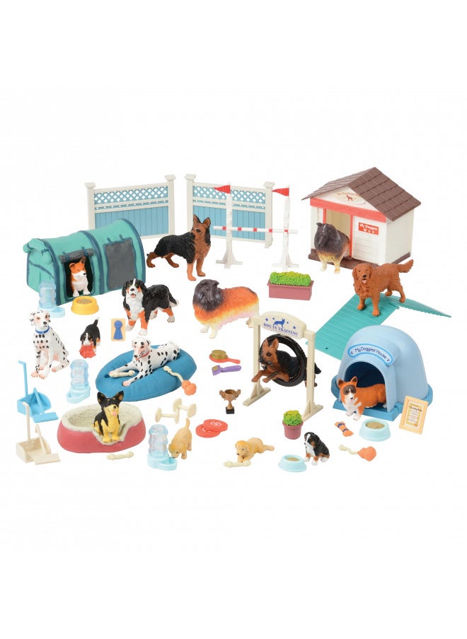 Constructive Playthings CP Toys Dog Academy Playset 51pc Educational & Interactive Mini Dog Park Figurines with Pretend Play Puppy Training Equipment, Ideal Role Play Toy for Animal Lovers and future Dog Trainers - Ages 3+  - Image 1