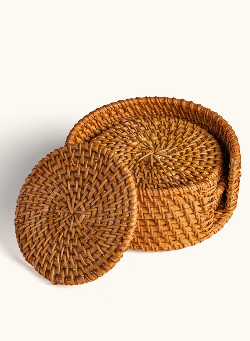 touche déco Handwoven Rattan Coasters - Set of 6 - Image 1