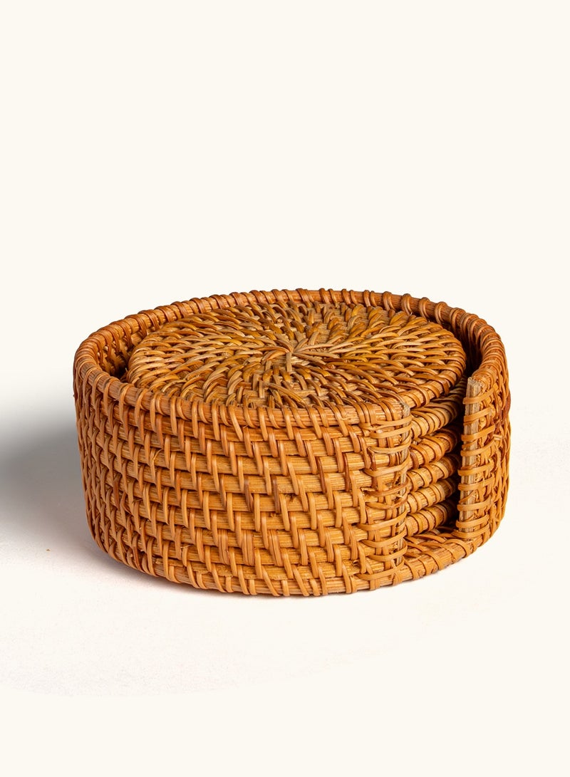 touche déco Handwoven Rattan Coasters - Set of 6 - Image 3