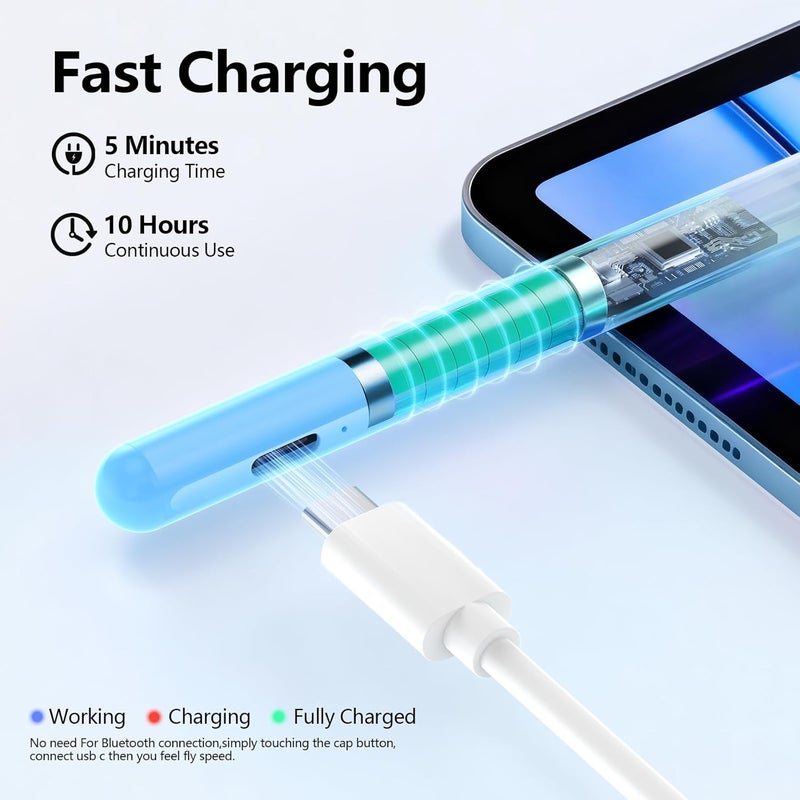 JAMJAKE Stylus Pen for iPad with Palm Rejection, Active Pencil Compatible with (2018-2025) Apple iPad Pro (11"/12.9"/M4),iPad Air 3/4/5/M2/M3,iPad 6/7/8/9/10/11,iPad mini 5/6 Gen(Blue) - Image 3