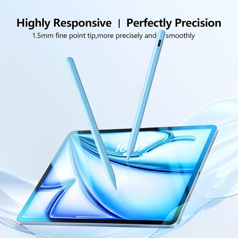 JAMJAKE Stylus Pen for iPad with Palm Rejection, Active Pencil Compatible with (2018-2025) Apple iPad Pro (11"/12.9"/M4),iPad Air 3/4/5/M2/M3,iPad 6/7/8/9/10/11,iPad mini 5/6 Gen(Blue) - Image 2