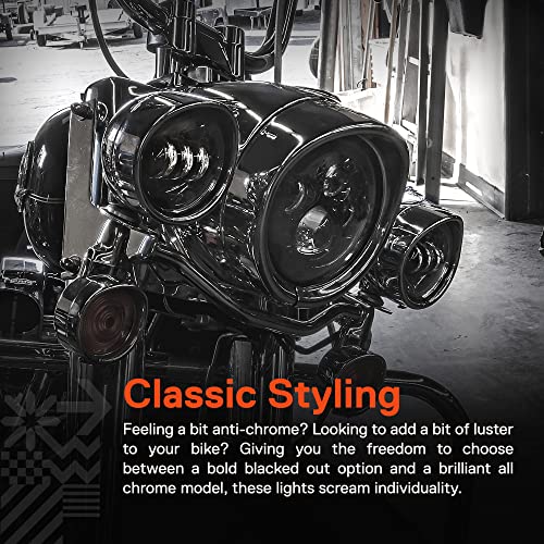ONLINE LED STORE TRUE MODS 7" LED Headlight for Harley Davidson [Black-Finish] [4500 Lumen] [H4 Converters Plug and Play] [Built-In CAN Bus] For Touring Dyna Electra Glide Road King Softail Fatboy Road Glide - Image 2