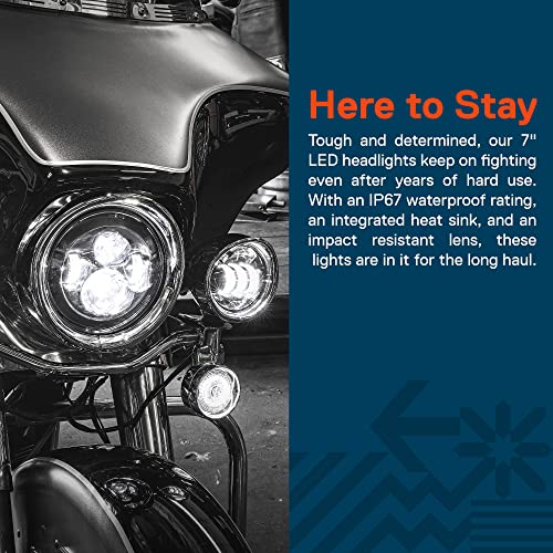 ONLINE LED STORE TRUE MODS 7" LED Headlight for Harley Davidson [Black-Finish] [4500 Lumen] [H4 Converters Plug and Play] [Built-In CAN Bus] For Touring Dyna Electra Glide Road King Softail Fatboy Road Glide - Image 4