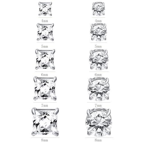 NEWITIN 10 Pairs Magnetic Earrings for Men Clip on Earring Stainless Steel Magnet Earring Unisex Hoop Dangle Cross CZ Studs Non Piercing Magnetic Stud Earrings for Men Women - Image 2