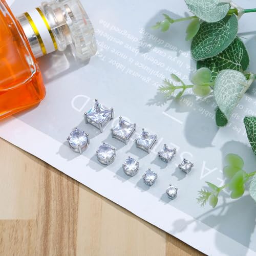 NEWITIN 10 Pairs Magnetic Earrings for Men Clip on Earring Stainless Steel Magnet Earring Unisex Hoop Dangle Cross CZ Studs Non Piercing Magnetic Stud Earrings for Men Women - Image 3