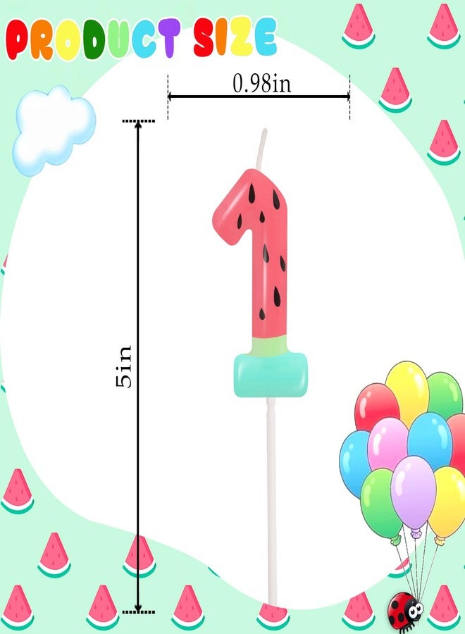 ElekFX Watermelon Number 1 Candle, Watermelon Birthday Decorations, Cute Cake Topper for Baby Girl Boy First Birthday & Fruit Party - Image 2