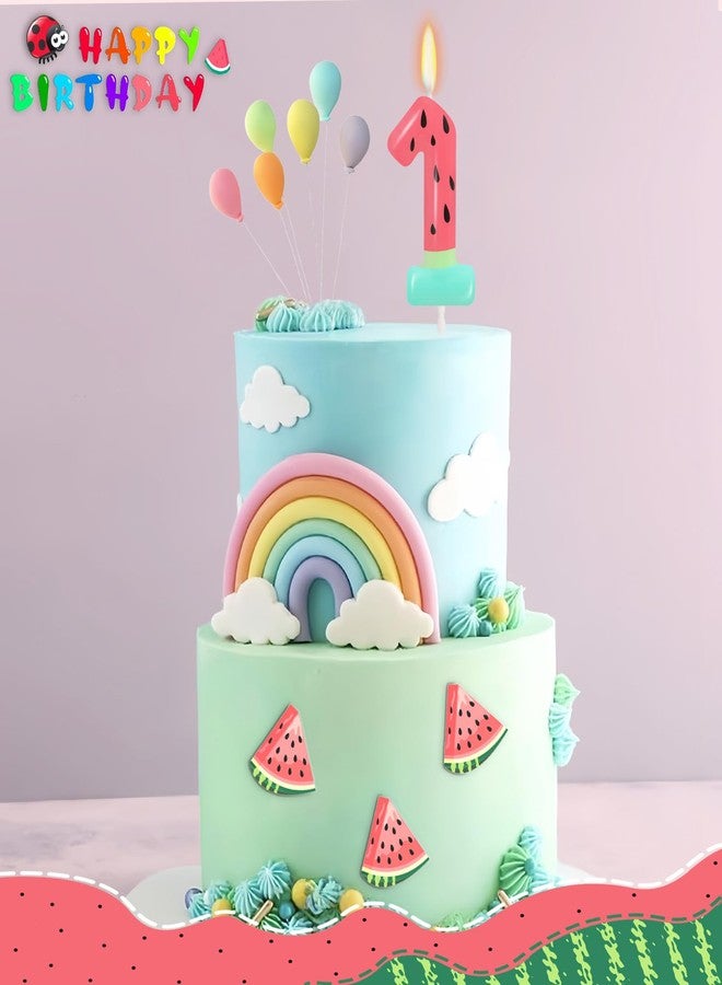ElekFX Watermelon Number 1 Candle, Watermelon Birthday Decorations, Cute Cake Topper for Baby Girl Boy First Birthday & Fruit Party - Image 4