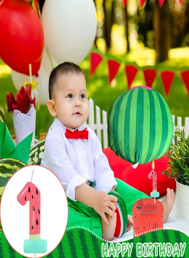 ElekFX Watermelon Number 1 Candle, Watermelon Birthday Decorations, Cute Cake Topper for Baby Girl Boy First Birthday & Fruit Party - Image 5