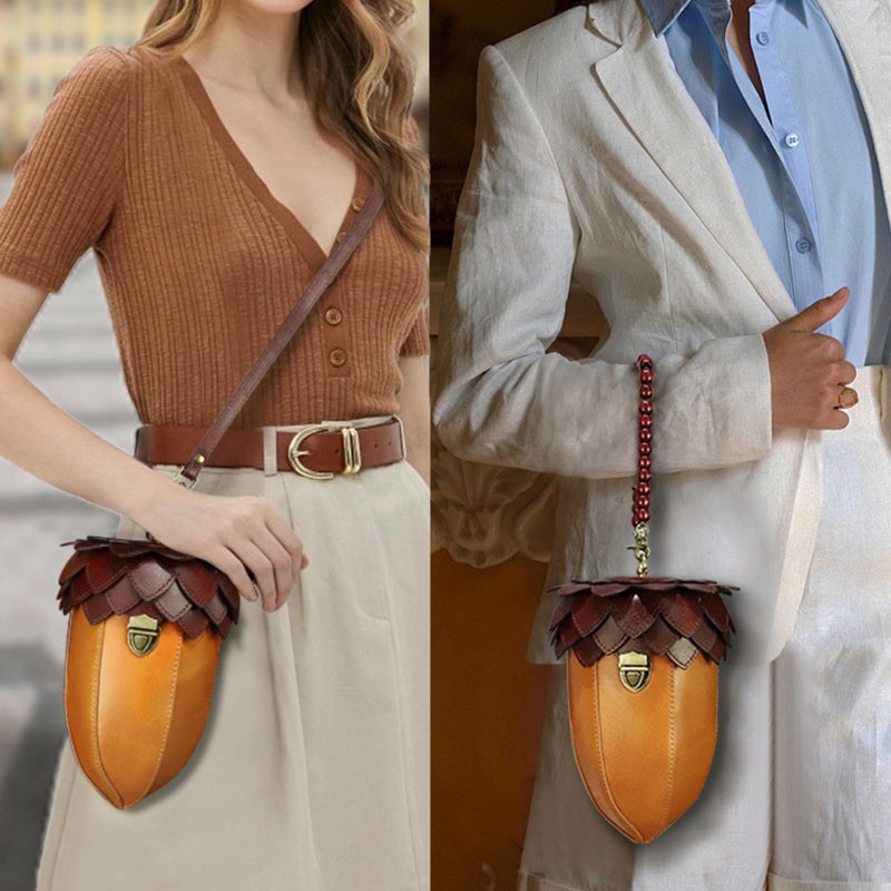 LRTO Genuine Leather Small Bag for Women Vintage Handmade Design Cute Cell Phone Purse Satchel Handbag Unique Fashion Shoulder Crossbody Bag - Image 2