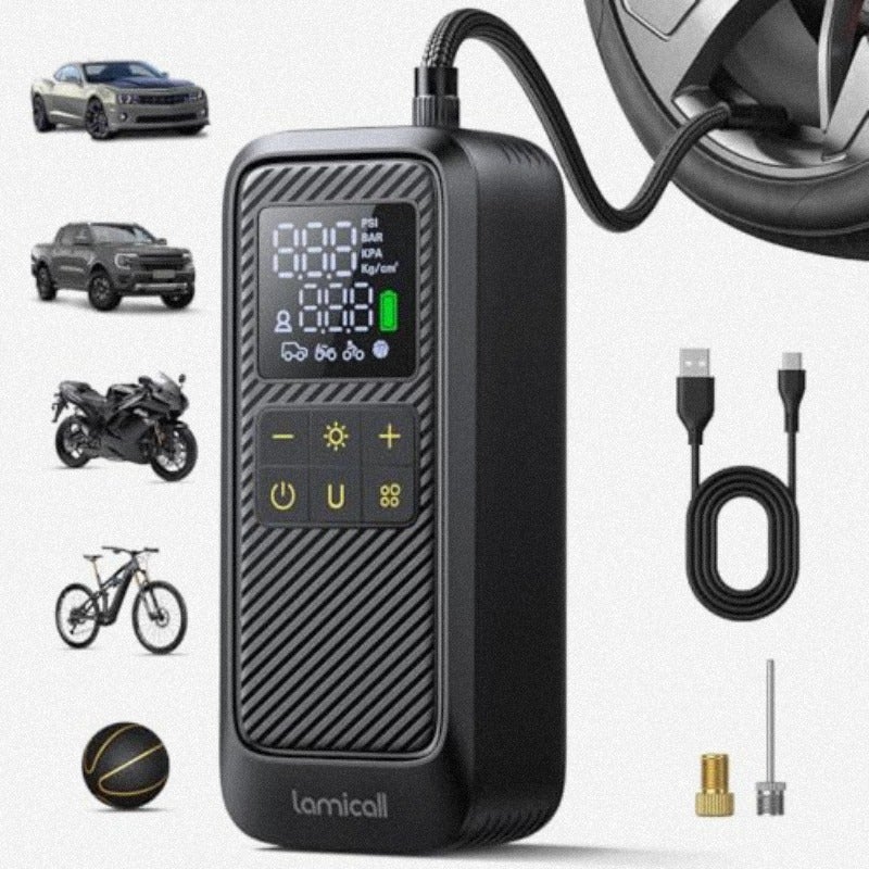 Tire Inflator Portable Air Compressor - [5X Faster Inflation] Air Pump with Digital Pressure Gauge 150PSI Electric Tyre Pump for Car Motorcycle Wheel Simulator Wheel Accessorie - Image 1