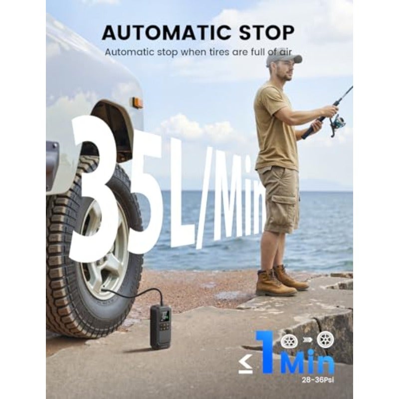 Tire Inflator Portable Air Compressor - [5X Faster Inflation] Air Pump with Digital Pressure Gauge 150PSI Electric Tyre Pump for Car Motorcycle Wheel Simulator Wheel Accessorie - Image 2