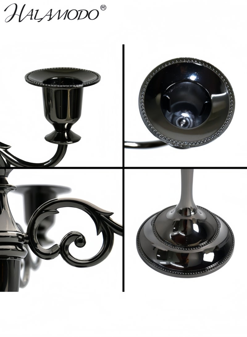 HALAMODO 5 Candle Metal Candelabra, Candlesticks Holder for Formal Events, Wedding, Church, Holiday Decor, Taper Candle Holder Stand Centerpiece Elegant Decoration Piece for Table - Image 2